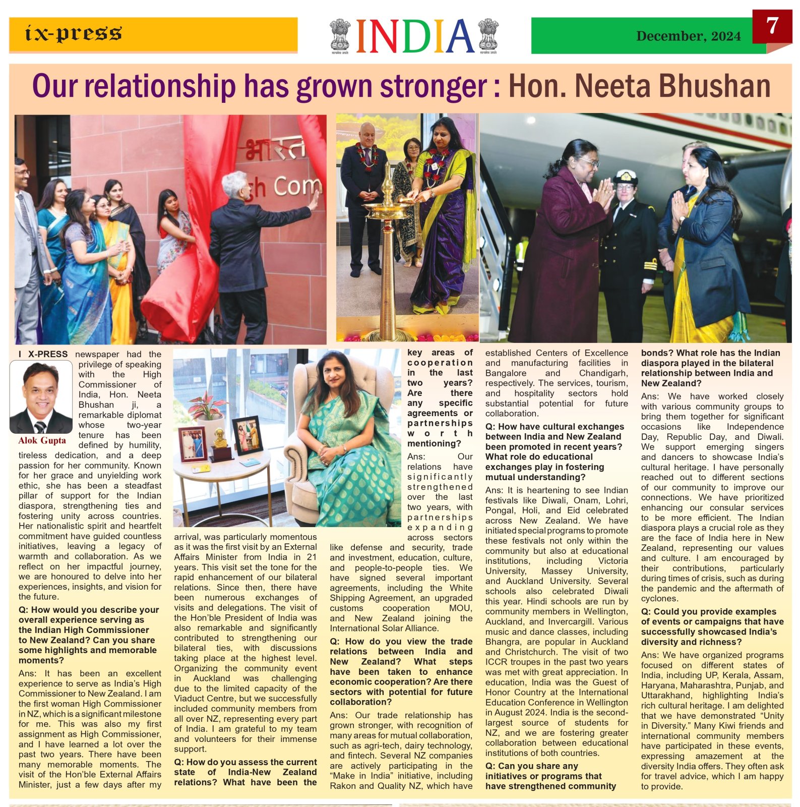 High Commissioner's interview with Indianz X-Press on the completion of two years in New Zealand.